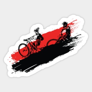 Downhill Mountain Biking Concept. Sticker